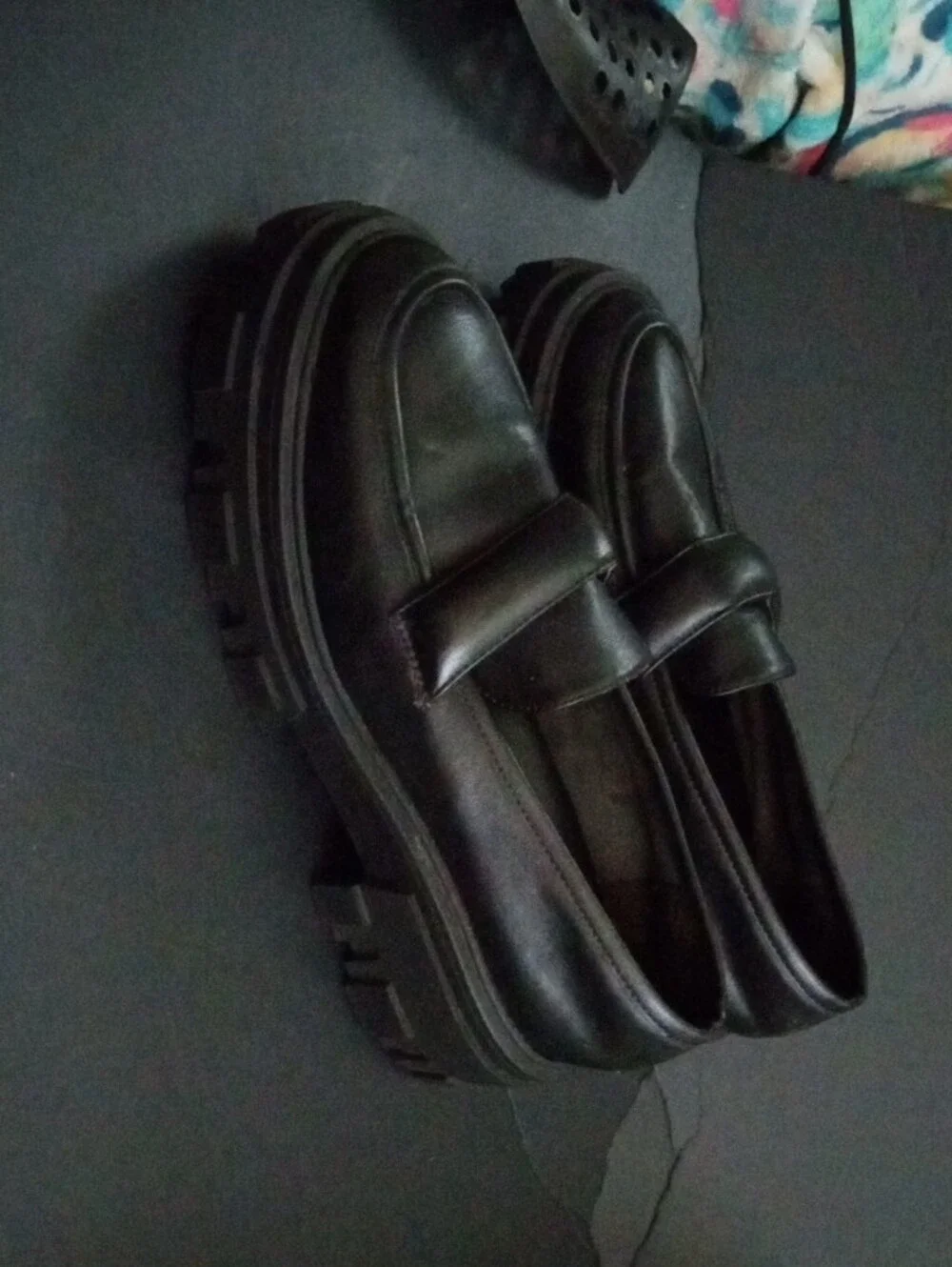 ASOS Black Chunky Lug-Sole Penny Loafers Size 10